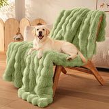 SOMAHE Dog Blanket Self-Warming Throw for Medium & Large Dogs, Dual-Side Sherpa Plush, Thick Crate Bed Cover & Car Seat Mat, Anti-Static Machine Washable No Shrink, 39x30 Inch Green