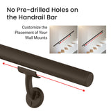 Meranti Aluminum Handrail for Indoor or Outdoor Steps and Stairs – Hand Rails for Elderly – DIY Complete Stair Railing Kit (4' Length, Bronze Textured)