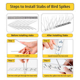 REMIAWY Bird Spikes for Pigeons Small Birds Cat, 10 Feet Anti Bird Spikes Stainless Steel Bird Deterrent Spikes 10 Strips