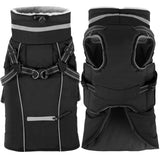 Doglay 2 in 1 Dog Coat with Harness Built-in, Waterproof Dog Winter Jacket with Pocket & Poop Bags, Reflective Adjustable Pet Winter Coat for Small, Medium, Large Dogs - Black, 3XL
