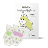 WICKEDPUP Unstoppable Booties for Dogs & Cats, 32 Count, Size 4 | Disposable Dog Boots & Paw Protectors | Breathable Puppy Shoes to Prevent Licking Paws (Size 4: Paw Width 2.25~2.75 inches)