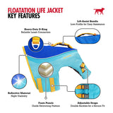 Tuff Pupper Dog Life Jacket | High Buoyancy Dog Swim Vest with Rescue Handle | Adjustable Secure Fit | Reflective Safety Trim | Pet Flotation Jacket for Swimming Boating Kayaking (Blue/Yellow, S)