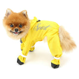 SMALLLEE_LUCKY_STORE Waterproof Raincoat for Small Dogs with Clear Hood Boots Puppy Rain Jacket with D-Ring Reflective Stripe Full Boby 4 Leg Jumpsuit Rain Coat Rain Jacket Slicker Rainwear Yellow M
