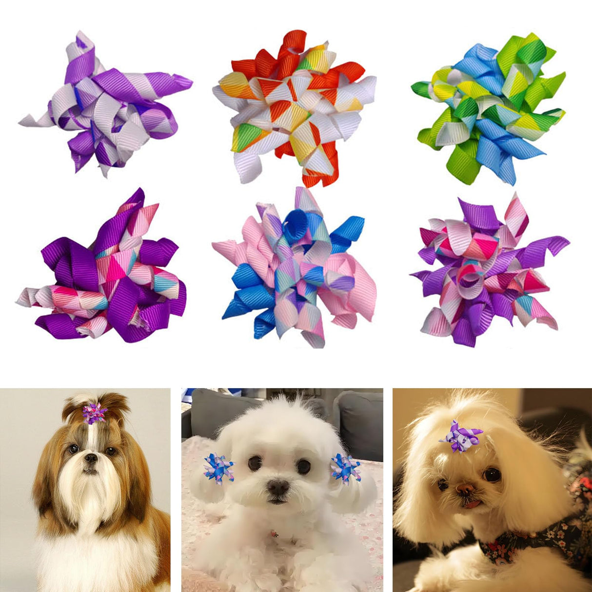 Tnasa 13 Pairs Elastic Dog Hair Bows with Rubber Bands Small Medium Dogs Pet Spiral Puppy Swirl Topknot Cat Festival Hair Accessories (Holiday Assorted)