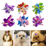 Tnasa 13 Pairs Elastic Dog Hair Bows with Rubber Bands Small Medium Dogs Pet Spiral Puppy Swirl Topknot Cat Festival Hair Accessories (Holiday Assorted)