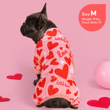 KYEESE Valentine's Day Dog Pajamas, Lightweight Heart Print Dog Onesie, Soft Stretchy Pjs for Doggie & Cat, Cute Festival Dogs Pajamas for Small Dogs, Pink, Small