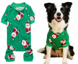 Lanyarco Santa Claus Xmas Cotton Dog Christmas Pajamas, Pet Dog Jammies Jumpshit PJS Christmas Pajamas for Dogs Large Dogs, Back 23" XLarge XL, Green