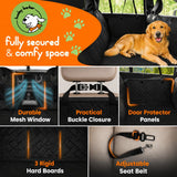 Huxley Barker Car Back Seat Extender for Dogs – 40% Extra Space, 600D Oxford Waterproof Dog Car Seat Cover with Hard-Bottom Bridge, Non-Slip Base, Mesh Window & Storage Pockets – Foldable Design