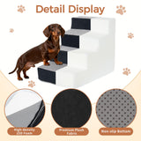 VERASCOT Dog Stairs for Small Dogs and Cats 18.5" H 4-Step Dog Steps for High Bed Couch and Sofa High-Density Foam Pet Stairs with Supporting Board Pet Steps with Non-Slip Bottom Washable Cover