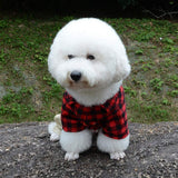 SMALLLEE_LUCKY_STORE Pet Clothes for Small Dog Cat Red Plaid Shirts Sweater with Khaki Overalls Pants Jumpsuit Outfits XL