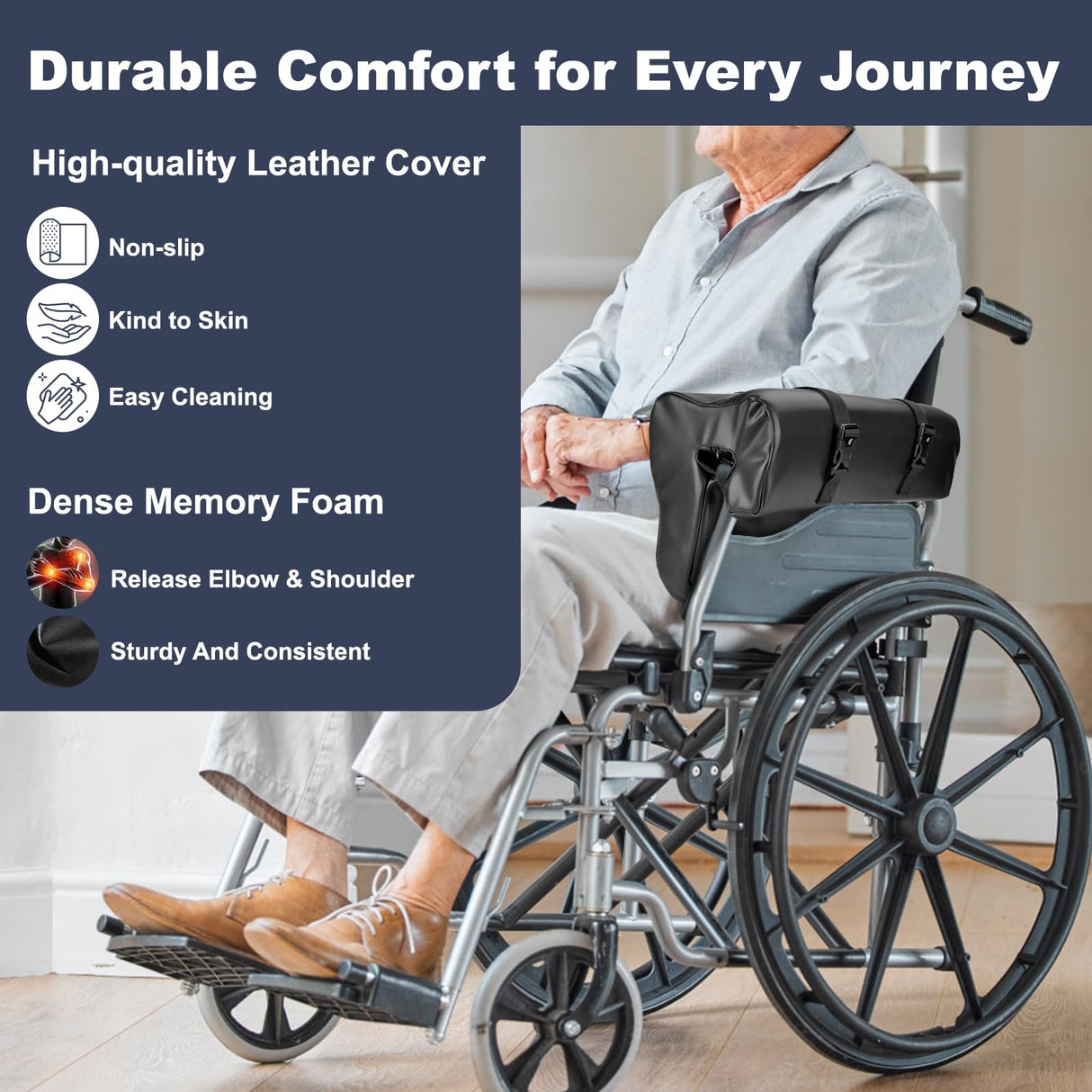 Ablefector Wheelchair Armrest Pad, Wheelchair Arm Rest Cushion Lateral Support Bolster for Stroke Victim, Arm Trough for Improved Comfort, Wheelchair Accessories for Seniors Adults