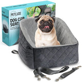 PETLUXE Dog Car Seat – Soft and Comfy Dog Booster Car Seat for Small, Medium Dogs Weighing Up to 30 lbs – Washable and Detachable Puppy Booster Seat with Strap and Pocket – Pet Travel Essential
