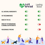 VET TREAT Dog Multivitamin Chewable with Glucosamine & Salmon Oil – Made USA – Puppy & Senior Supplement – 120 Chews– Daily Wellness Support for Joints, Immune System, Skin & Coat, Heart & Digestion