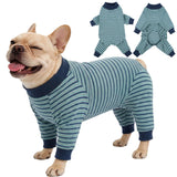 IECOii Ultra Soft Dog Pajamas, 4-Way Stretch Dog Onsie Pajamas for Small Dogs, Striped Long Sleeve Pjs Warm Pet Sleepwear for Cool to Cold Weather, Anti-shedding Full Coverage Thermal Doggy Jammies, M