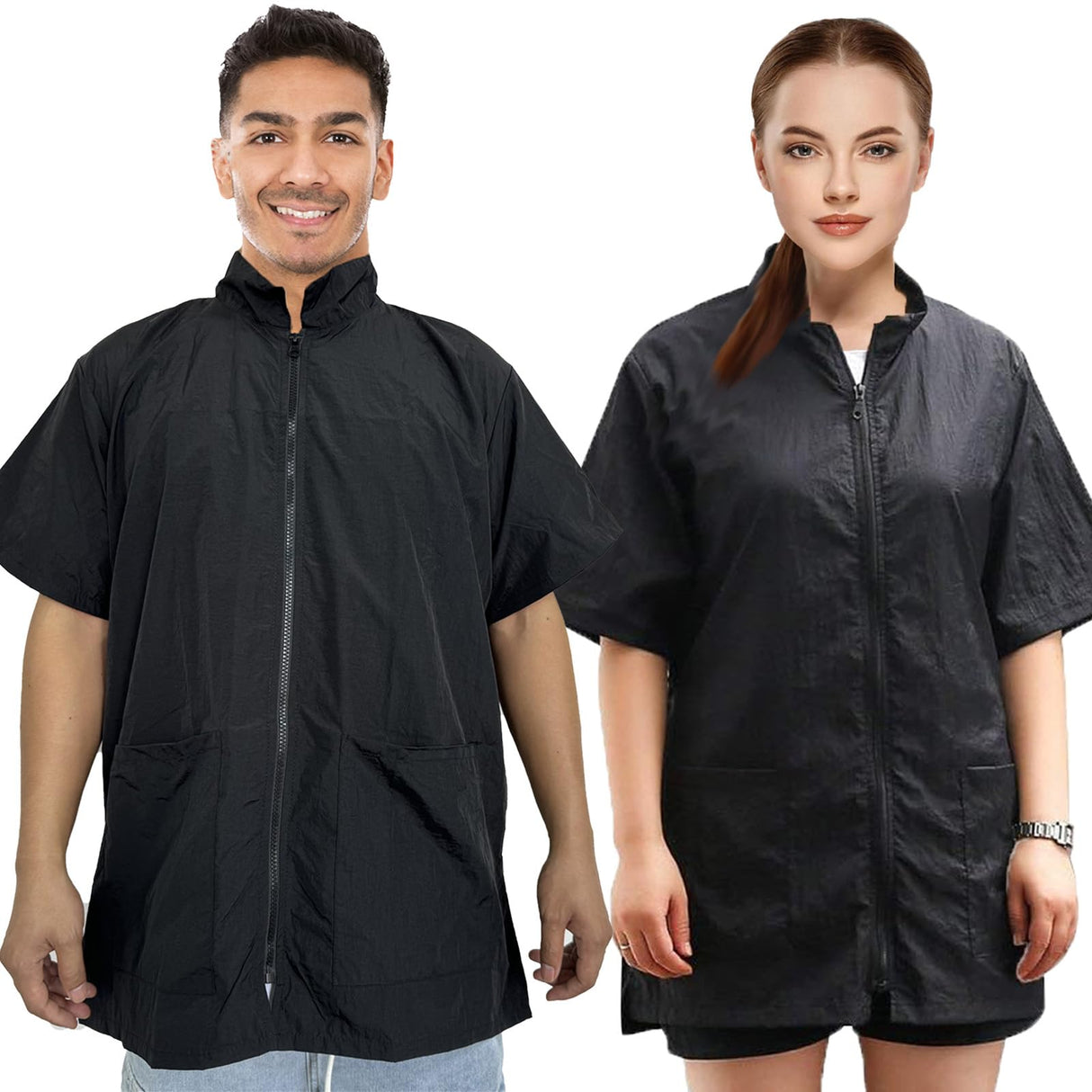 Gliitatu Grooming Smock for Dog 2 Pack Groomers Barber Jacket Smocks Hairstylist Smocks Jacket with Full Zipper for Women Men (3X-Large)