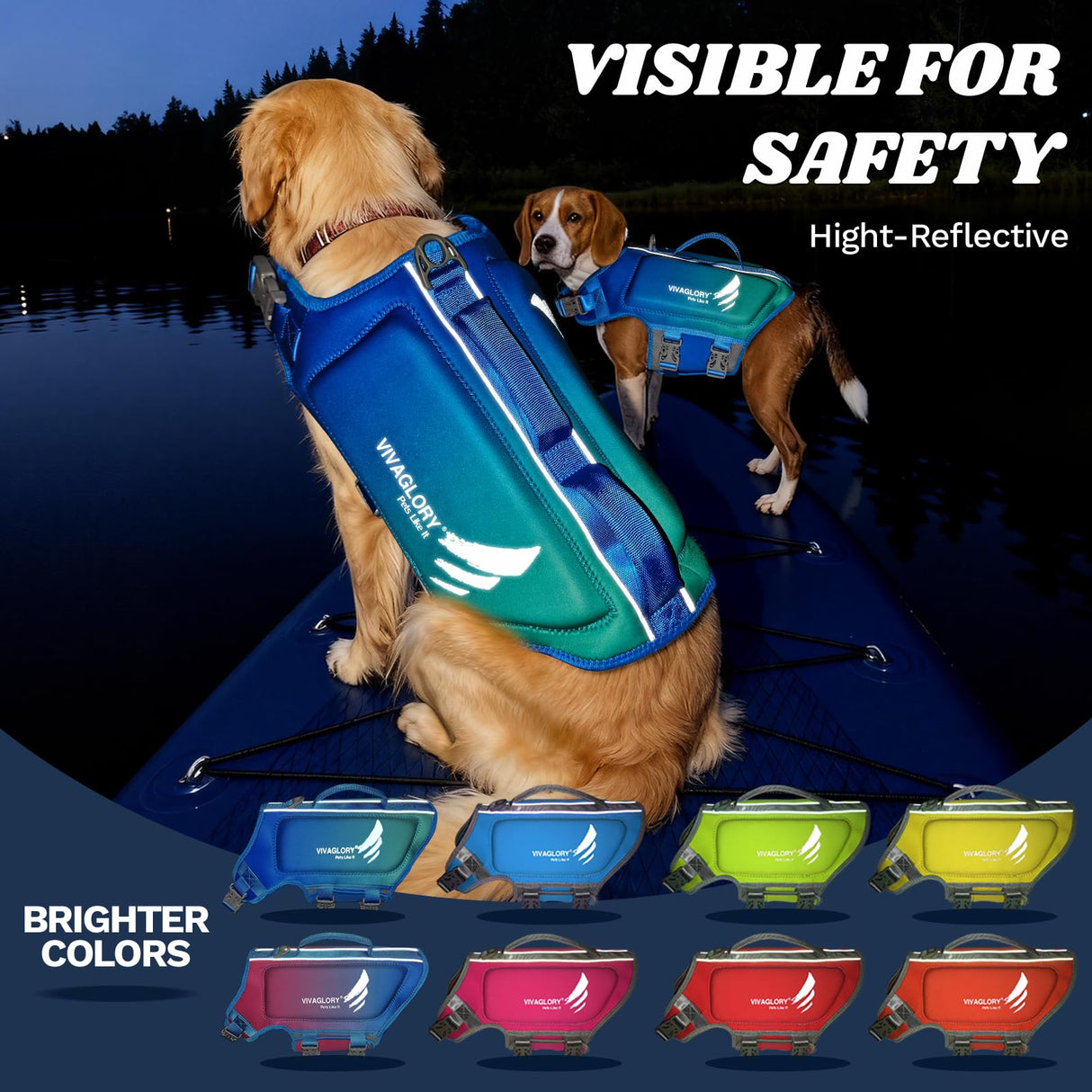 VIVAGLORY High Buoyancy Dog Life Vest, Swimming Vest with Handle, Dog Life Jacket for Swimming & Boating, Buoyancy for Puppy Doggy, S, Turquoise
