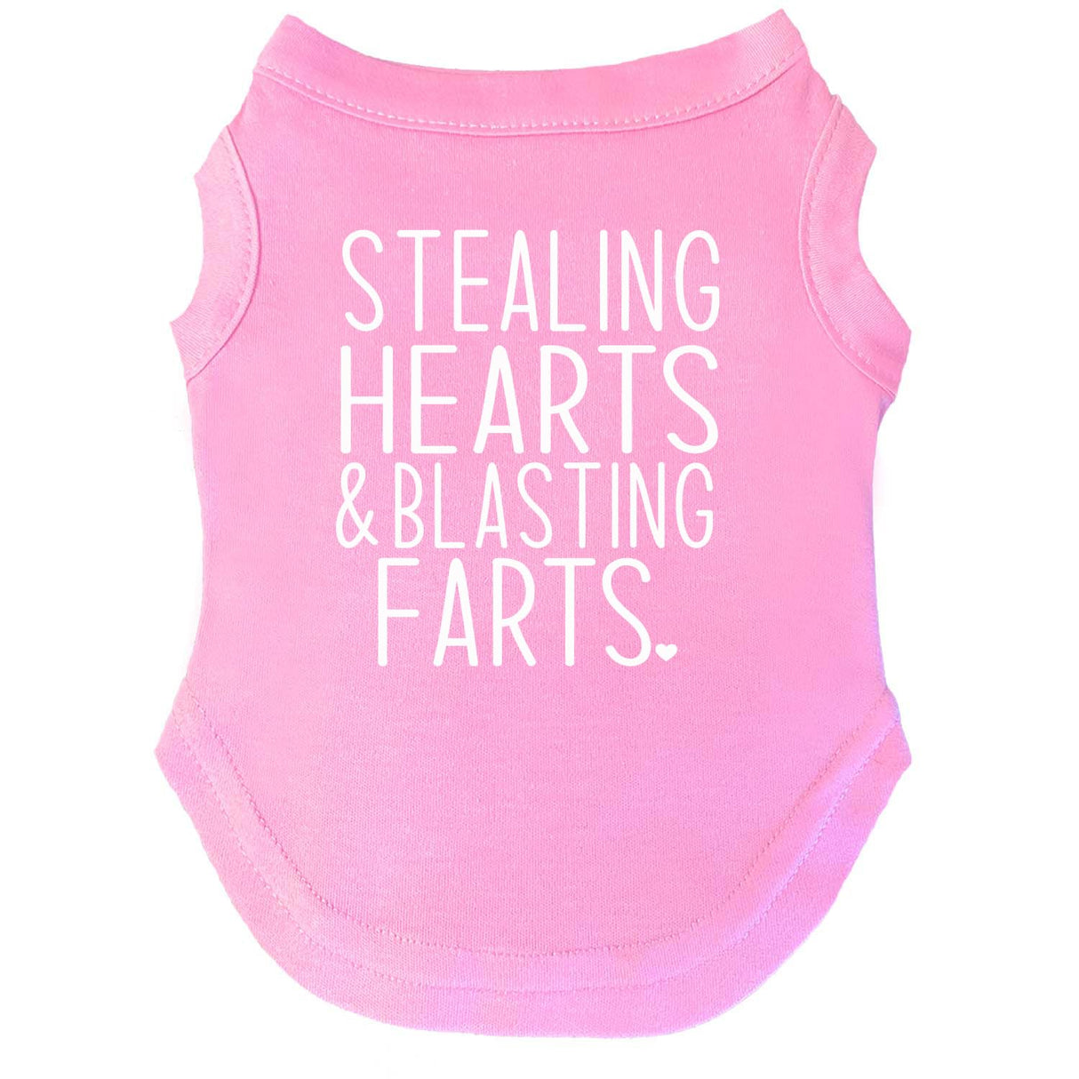 Stealing Hearts Blasting Farts Dog Tee Shirt | Sleeveless Breeds | Valentine's Day | Cute & Funny |Baby Pink, 2X-Large 983