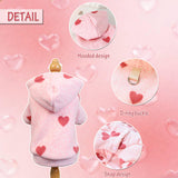 BAMY Valentine's Day Dog Dress, Pink Heart Pet Skirt, Bowknot Cat Sweet Tutu for Cats Small Dogs Puppy Pomeranian Teddy (Large, Hoodie)