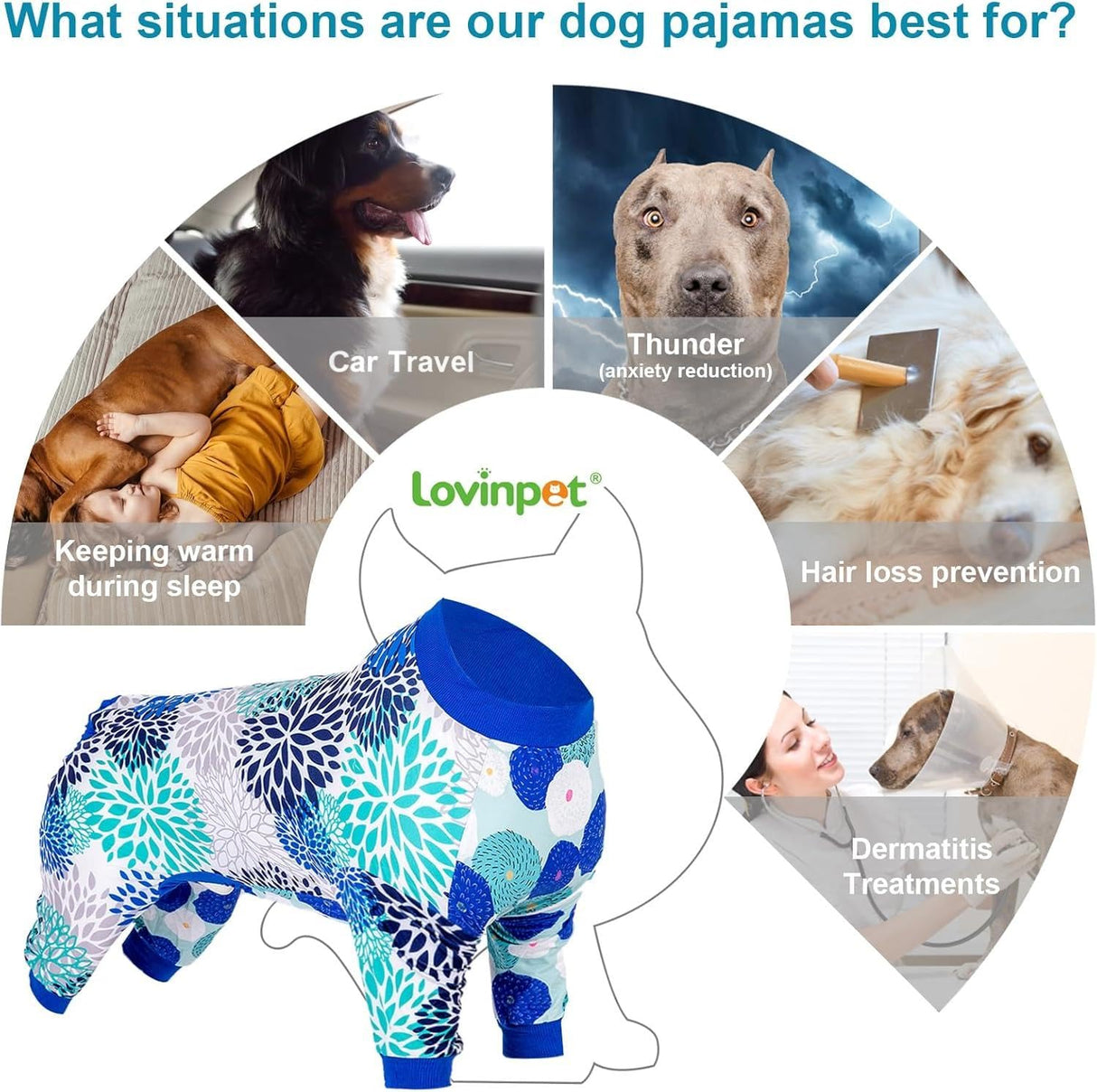 LovinPet Giant Dogs PJS Bodysuit, Pet Pajamas for Dogs, Abstract Geometric Print, Pitbull Clothes, Large Dog Jammies, Pitbull Onesie, Lightweight Pullover Dog Pajamas,2XL