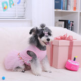 CuteBone Pink Tulle Skirt Dog Wedding Bridesmaid Dress for Puppy with Lace Trim at Waist - Comfortable, Stylish, and Perfect for Special Occasions HBQ01L