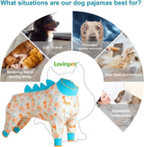 LovinPet Big Dog Jammies, Large Dog Pajamas, Anti Licking Shirt Lightweight Coral Peach Print, UV Protection Shirt, Easy to Wear Adorable Dog Onesie,Blue, Medium