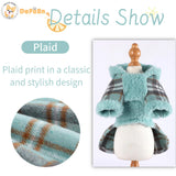 Dog Hoodie Dress Winter Pet Sweaters for Small Dogs Girl Cold Weather Warm Puppy Dresses Plaid Pet Clothes Outfits for Chihuahua Yorkie Teacup Cat Skirt Coat Apparel Clothing (X-Small, Blue)