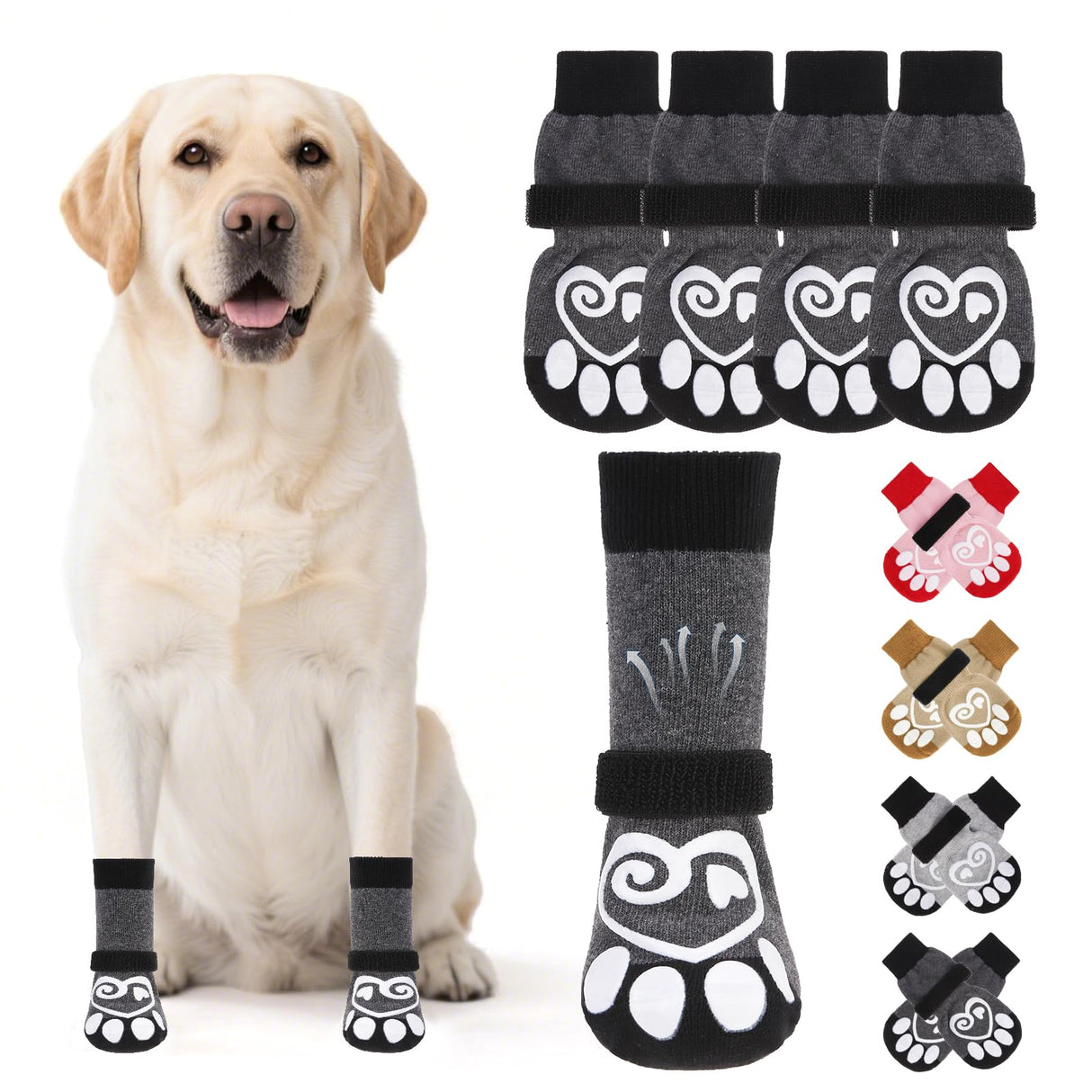 KOOLTAIL Dog Socks for Hot/Cold Pavement to Prevent Licking Paws,Dog Boots&Paw Protector for Hardwood Floors Anti Slip,Traction Control Booties for Small Medium Large Senior Dogs,XL
