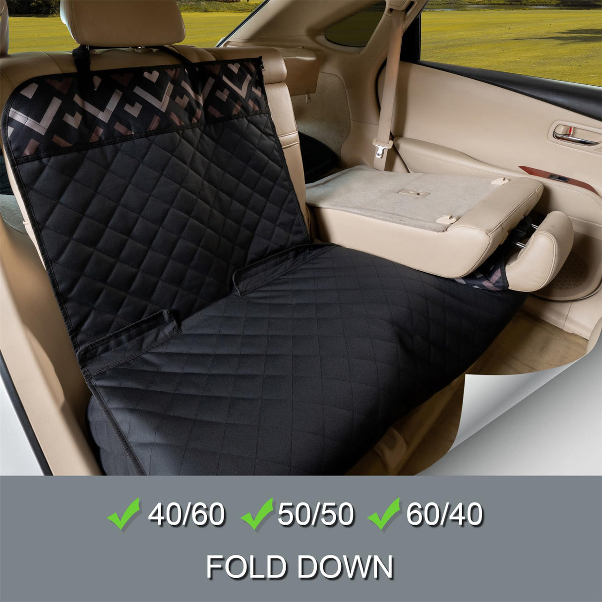 YOVEEKLE Back Car Seat Cover for Dogs, Nonslip Waterproof Dog Car Seat Protector for Rear Bench Stays Securely in Place Fits for Vehicles & SUVs (Black)