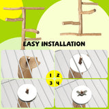 Pecirvoli Natural Wood Bird Perch & Play Stand for Parakeets/Cockatiels - Multi-Level Cage Accessory with Training Branch