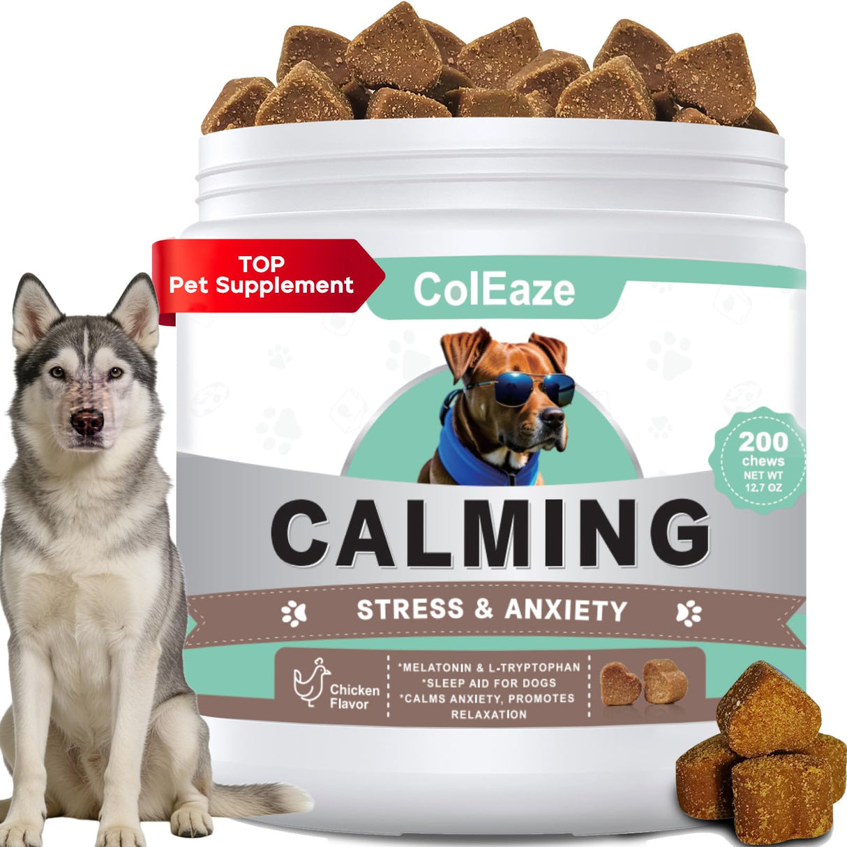 ColEaze Calming Chews for Dogs 200ct Chicken Flavor