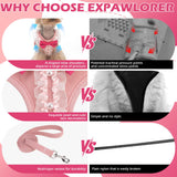 EXPAWLORER Cute Dog Harness, Pink Girl Adjustable No Pull Vest Harness and Leash Set, Soft Padded Step in Wedding Attire Suit Dress Costume with Bow Tie for Puppy Small Medium Female Dogs, X-Small