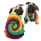 Howila Dog Hoodie Sweater with Hat - Tie-dye Rainbow Spiral Soft and Warm Dog Cat Sweater - S, M, L