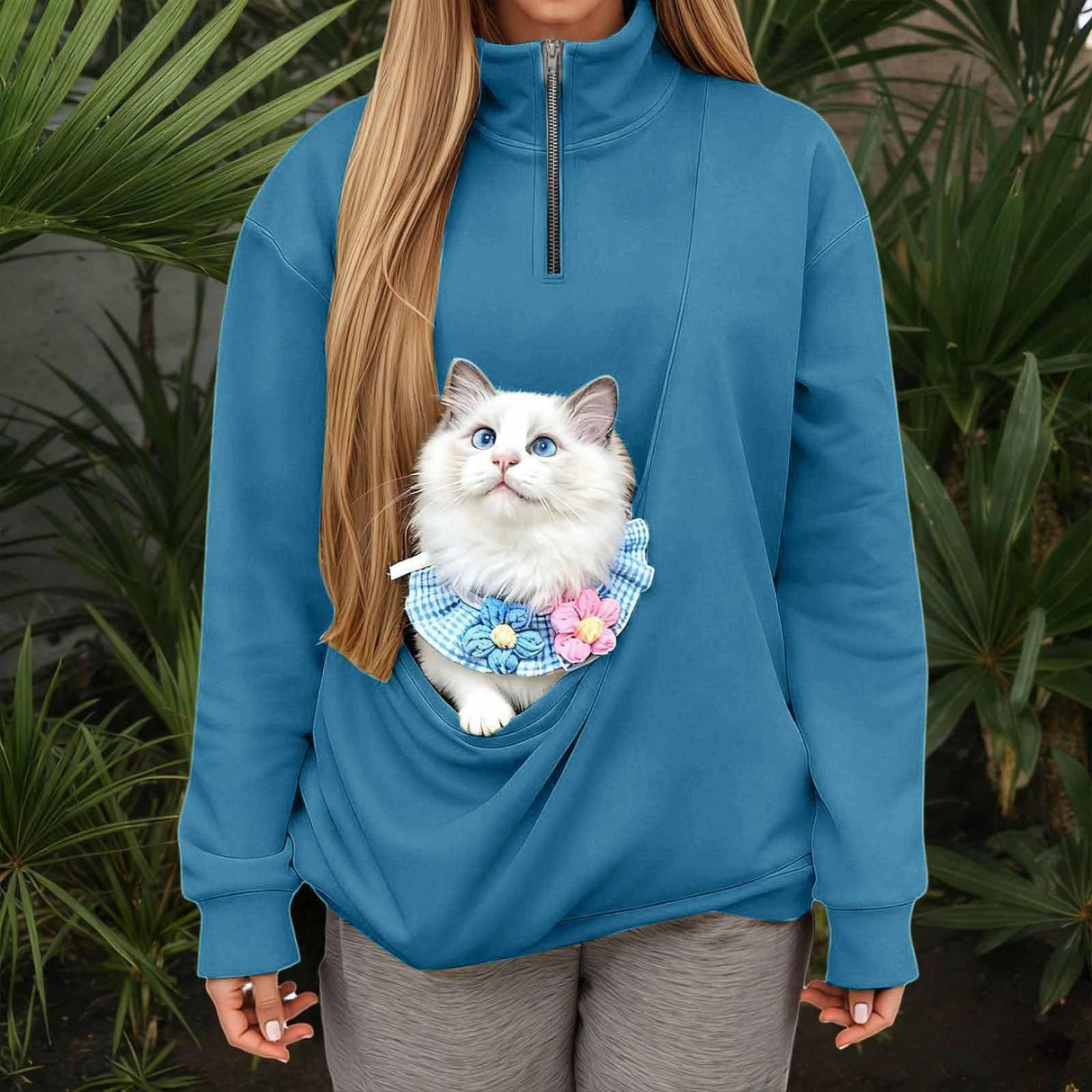 XovLAHzY Pouch Hoodie For Women Kangaroopocket Oversized Dog Pouch Sweatshirts Cat Pet Care Carrier Pullover Animal Hoodies