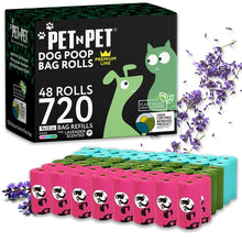 Load image into Gallery viewer, Pet N Pet 720 Counts Lavender Scented, Colorful Poop Bags for Dogs, 41% Plant Based &amp; 59% PE Dog Poop Bags Rolls, Extra Thick Dog Waste Bag, Doggy Bag
