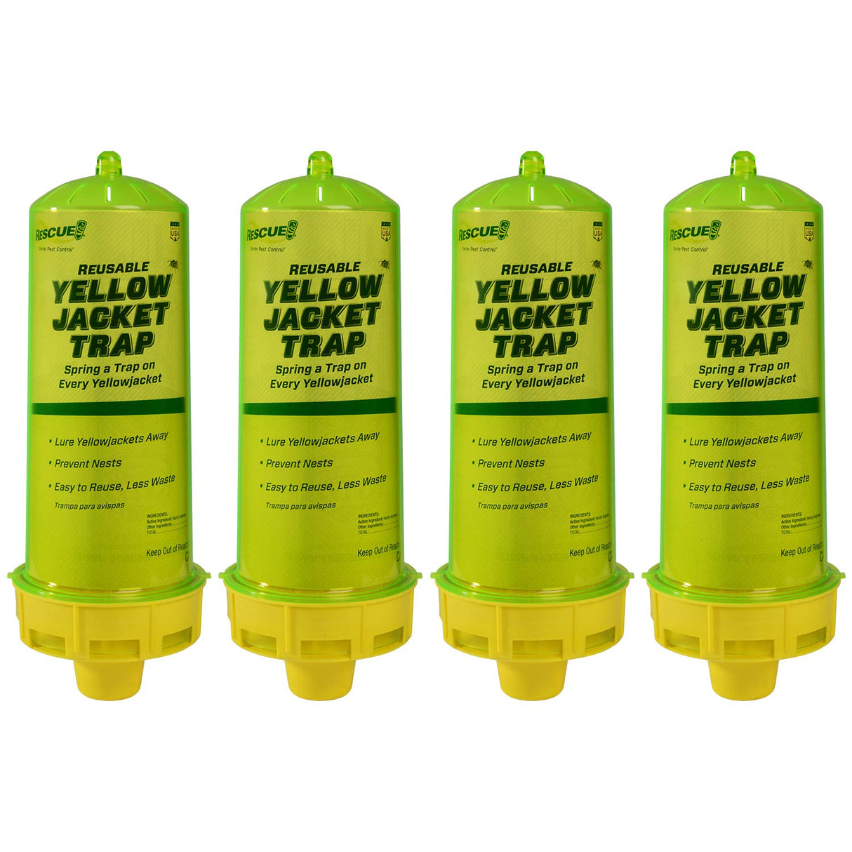 RESCUE! Reusable Yellowjacket Trap – Includes Attractant - 4 Traps