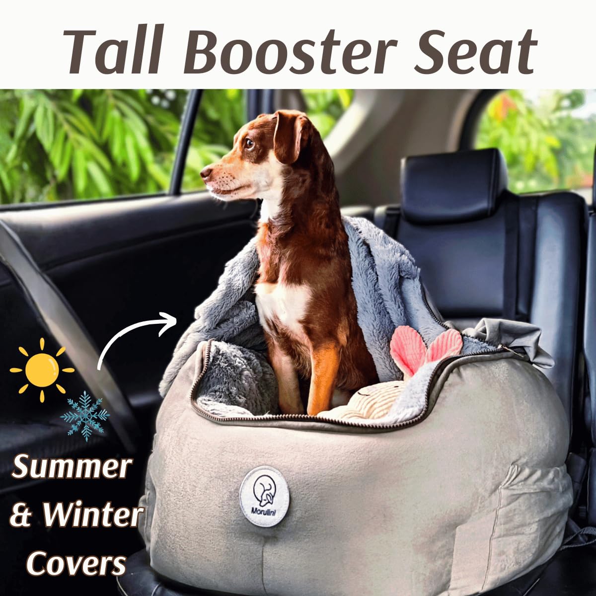 MORULINI Orthopedic Dog Car Seat for Small Breeds - Original Calming Burrow Nest for Car Anxiety Relief - 6” Memory Foam Booster & Travel Bed - for Dogs Under 25lbs, Frenchie, Chihuahua