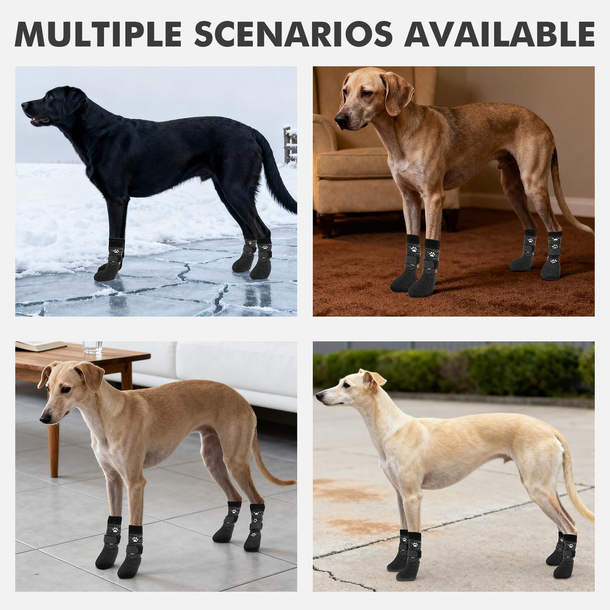 Mihachi Anti Slip Dog Socks, Dog Boots for Hardwood Floors Prevent Licking, Traction Control Waterproof Rubber Sole Paw Protectors for Small Medium Large Dogs,Grey 2XL