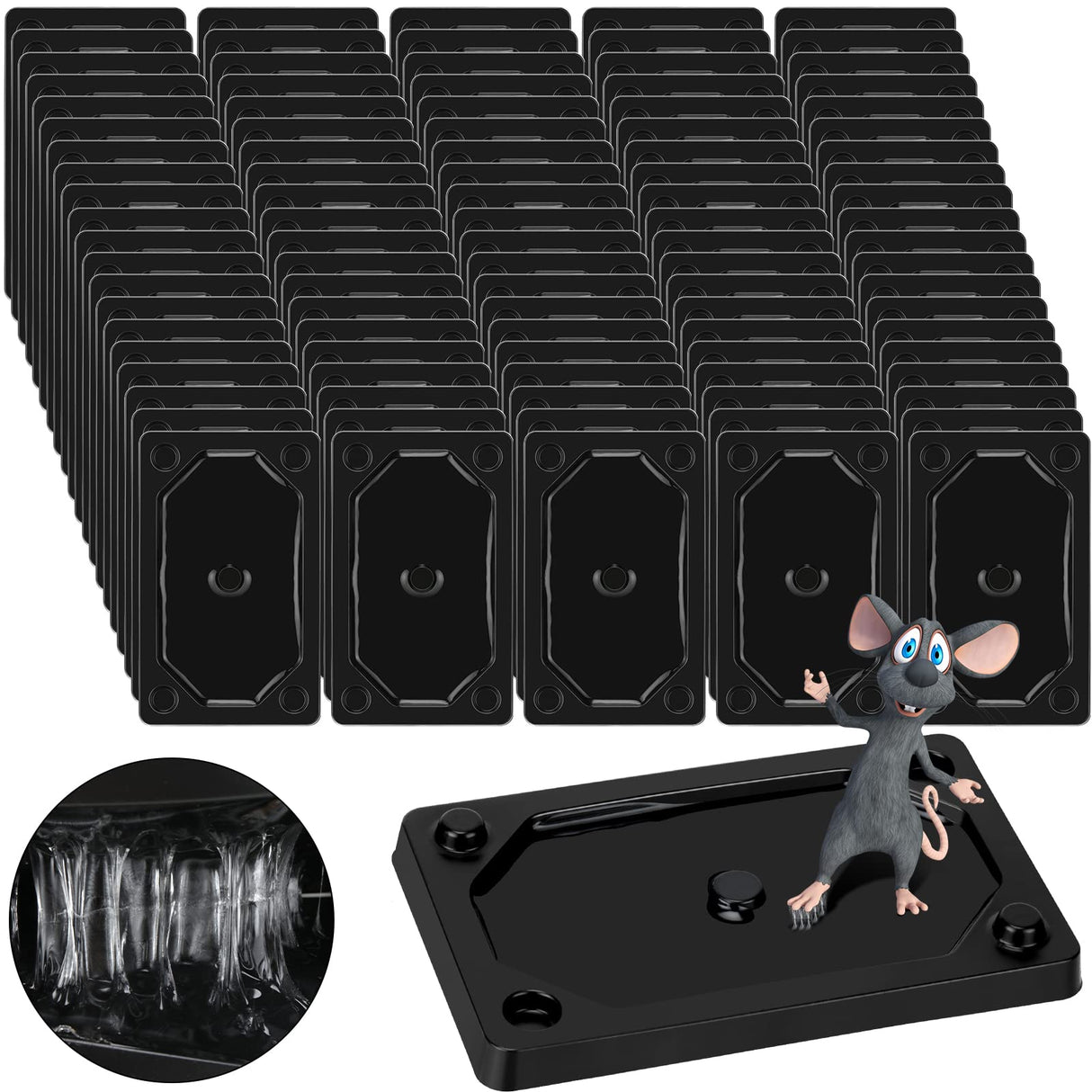 Mouse and Insect Glue Traps Mouse Sticky Traps Plastic Sticky Adhesive Mice Snake Insect to Use Indoor (64 Pieces,3 x 5 Inch)