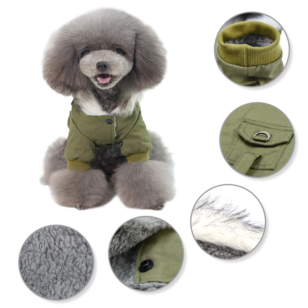 DYAprWu Warm Dog Hooded Trench Coat Windproof Parka Jacket for Cold Weather (XXL, Green)