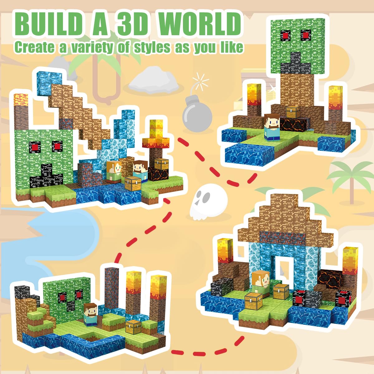 AIDYVOI 160 PCS Magnetic Blocks Building Toys, Build 3D Magnetic Building Blocks Set for Kids Ages 3+, Magnet Blocks STEM Sensory Educational Christmas Birthday Gifts Construction Toys