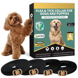 Puyrzoe 4 PCS Flea and Tick Collar for Dogs, 32 Months Protection Waterproof & Adjustable Dog Treatment Collar, Flea and Tick Prevention for Dogs & Puppies (Black)