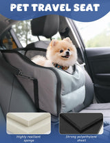 Dog Car Seat for Small Dogs, Portable Center Console Dog Car Seat, Pet Travel Backpack with Safe Protection Hooks and Double Fixation Seat Belts, Suitable for Small Dogs & Cat Under 12 lbs