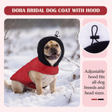 DORA BRIDAL Dog Puffer Coat, Warm Dog Jacket with Hood, Reflective Dogs Cold Weather Coats Pet Winter Vest for Medium Dogs, Pet Winter Vest, Red, M