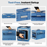 Collapsible Pet Carrier for Small Dogs & Cats - 3-Second Fold Portable Pet Travel Crate, Durable PP Material, Ventilated Design, Double-Sided Door, Foldable Pet Kennel for Car/Outdoor/Home