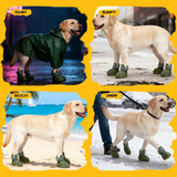 EXPAWLORER Dog Shoes for Small Medium Large Dogs, Waterproof Non-Slip Dog Snow Booties for Winter with Socks, Easy On & Off Pet Boots & Paw Protectors, Easy-Clean for Beach Outdoor Rain (Green S)