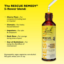 Load image into Gallery viewer, Rescue Remedy Pet Dropper - 20mL - Stress &amp; Tension Support for Dogs &amp; Cats with Bach Natural Flower Essences - Sedative-Free, Homeopathic Liquid Formula - For All Breeds, Ages &amp; Weights
