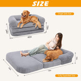 ondware Foldable Human Dog Sofa Bed, 73x42x10 in Plush Pet Bed with Egg Foam Mattress, Portable Dog Bed for Adults, Camping Indoor Use