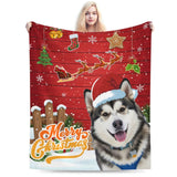 Nxwdwqa Personalized Christmas Dog Blanket Throws with Photos, Custom Christmas Pet Blanket, Dog Gifts for Pet Lovers, Customized Puppy Blanket for Adult Kid Birthday Fathers Mothers Valentines Gift