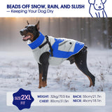 FUAMEY Dog Winter Jackets for Large Dogs,Dog Coat with Harness Built in,Waterproof Dogs Snowsuits Warm Pet Jacket Zip Up Fleece Cold Weather Coats Reflective Puppy Vest with Pocket Blue XL