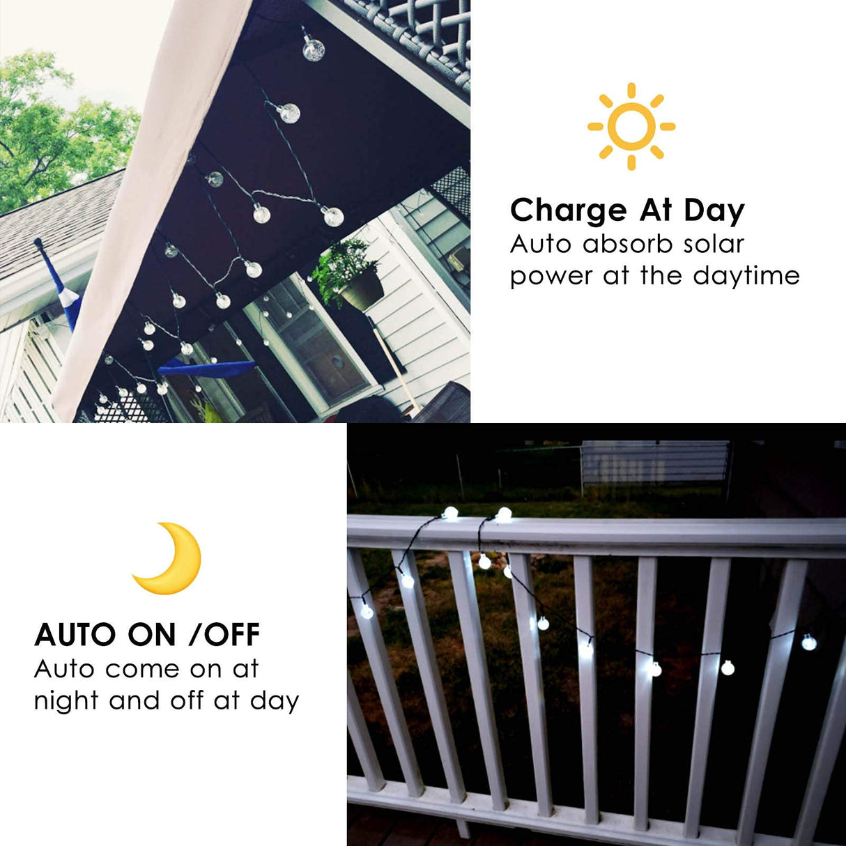 White 2-Pack 100 LED 64FT Crystal Globe Solar Christmas Lights Outdoor, Waterproof Solar String Lights Outdoor Decorative, 8 Lighting Modes Solar Patio Lights for Christmas Decor Garden Wedding Party